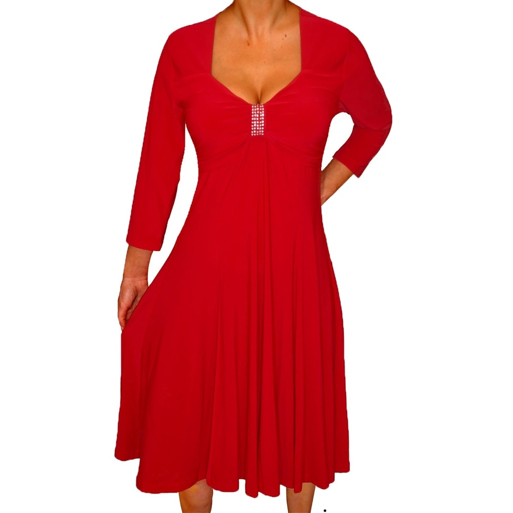 Funfash Plus Size Long Sleeves Empire Waist Dress